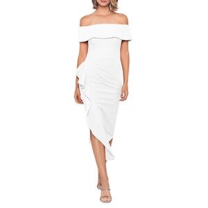 NWT Aqua White Off Shoulder Ruffle Dress Formal Cocktail Party Wedding size 2